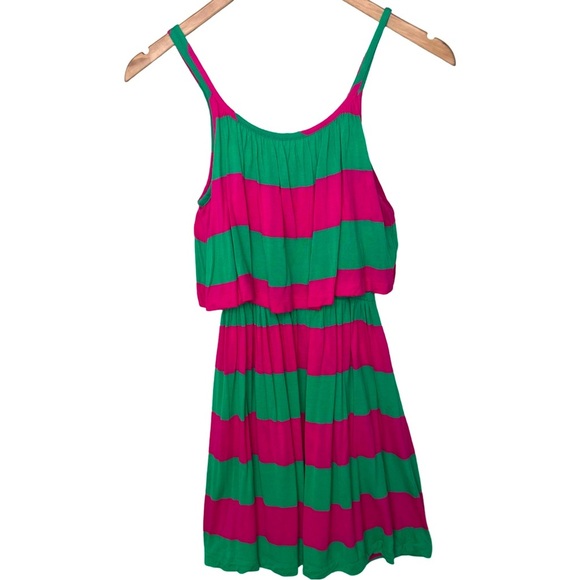 RALPH LAUREN Striped Jersey Knit Sleeveless Dress Pink & Green Loose Fit M 8/10 - Picture 1 of 15